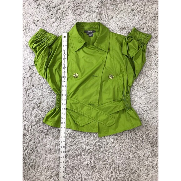 PER SE Jacket 2 Women's Tie Waist Green Robbed Double Breasted Fitted artsy - Picture 8 of 9